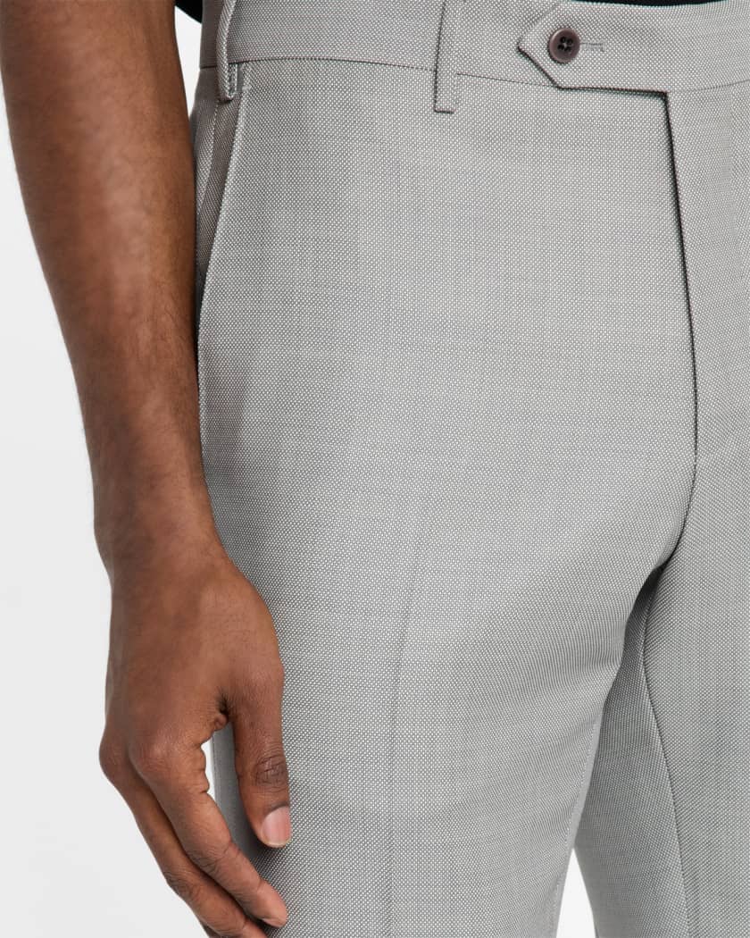Zanella Men's Parker Wool Pindot Flat-Front Pants | Neiman