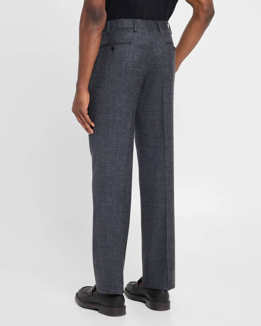 Zanella Men's Devon Wool Micro-Check Flat-Front Pants