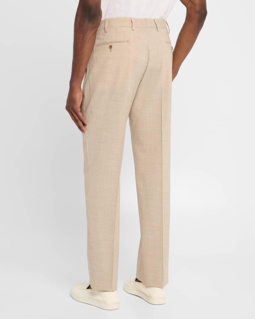 日本最大のブランド Zanella Men's Pants Flat-Front Micro-Check Wool Devon パンツ