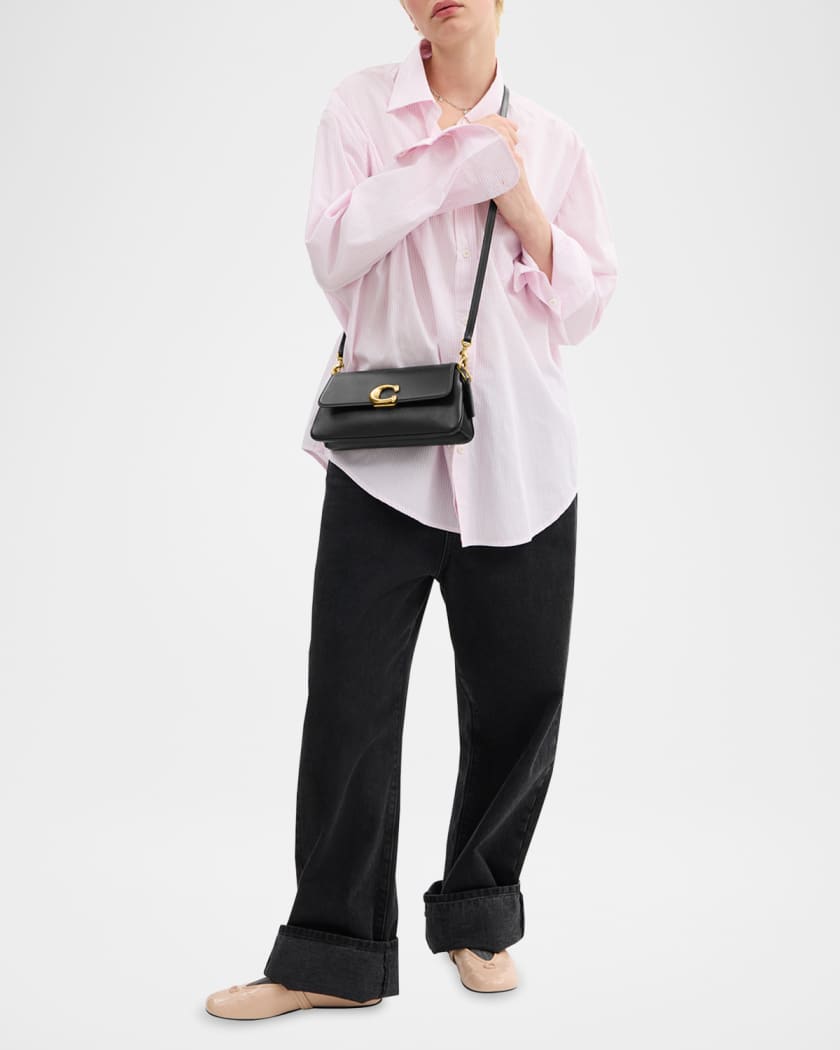 Jet Refined Calf Leather Shoulder Bag