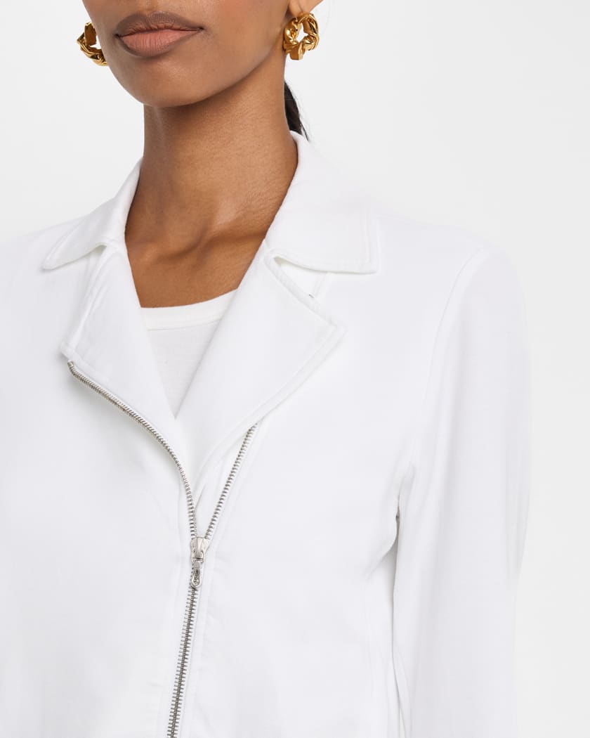 Zip-Front French Terry Moto Jacket