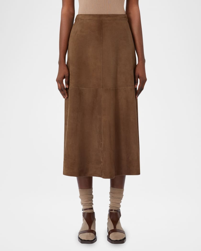 Cipria Suede Midi Skirt