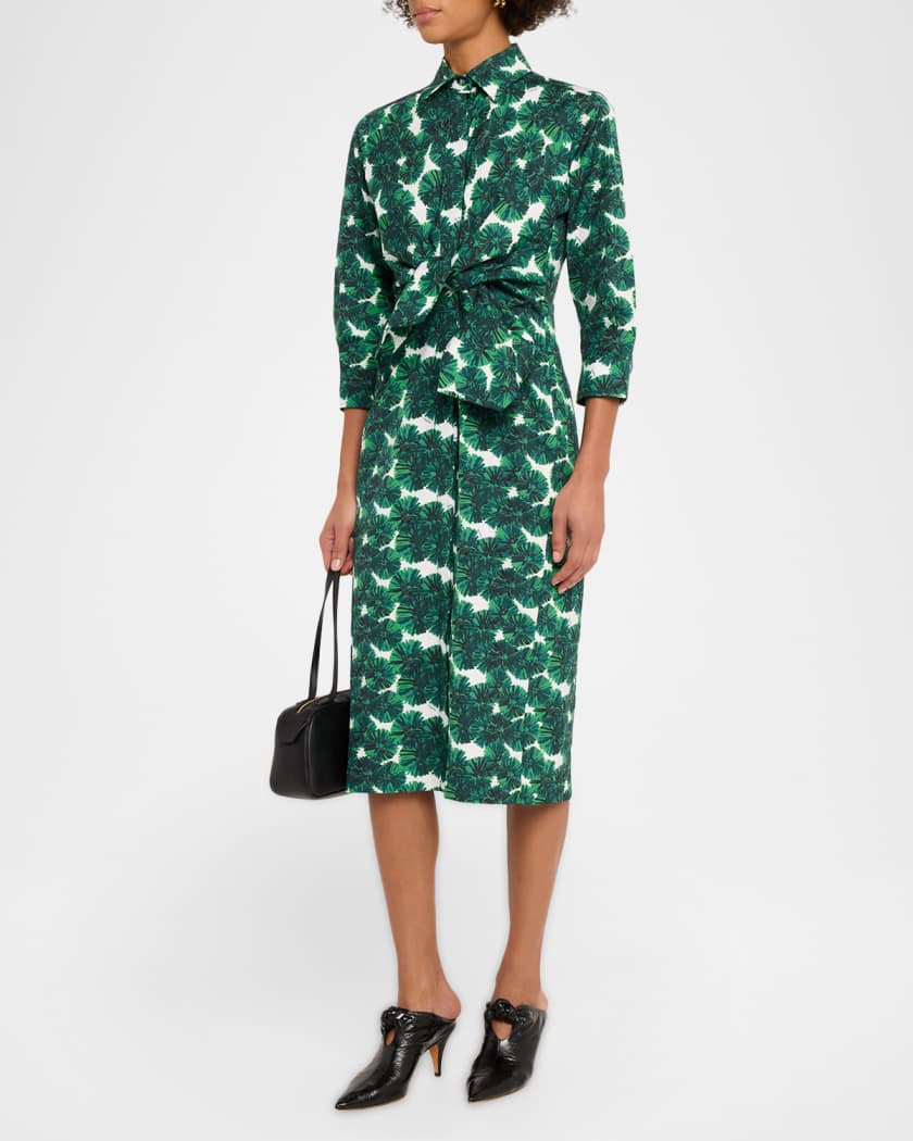 Maremma Floral Waist-Tie Midi Shirtdress | Neiman Marcus