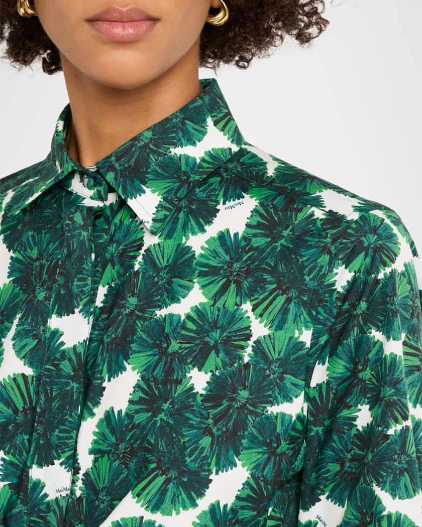 Maremma Floral Waist-Tie Midi Shirtdress | Neiman Marcus