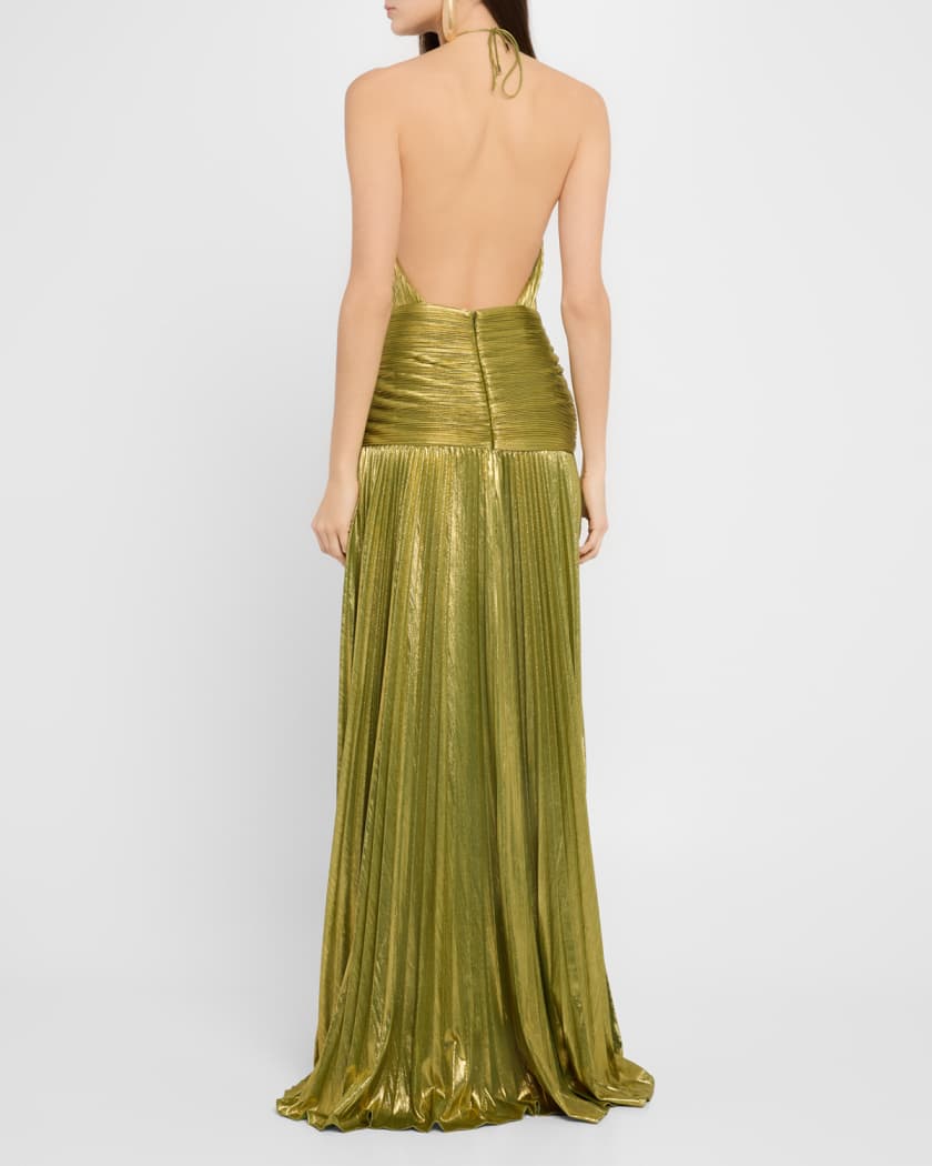 Thalia Metallic Halter Gown 