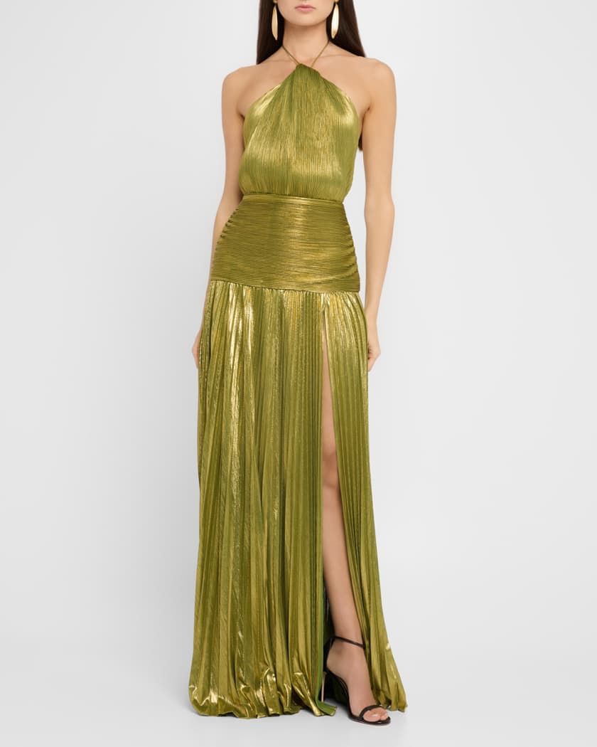 Thalia Metallic Halter Gown 