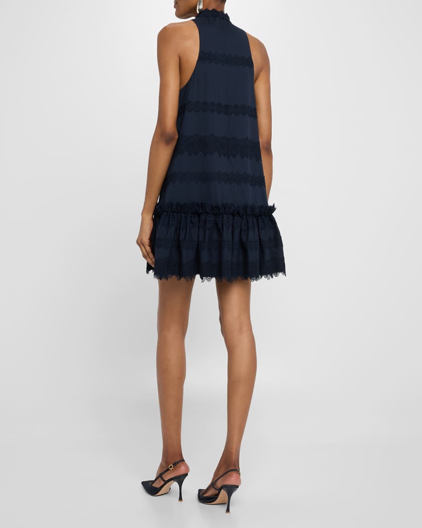 Malena Sleeveless Lace-Trim Mini Dress