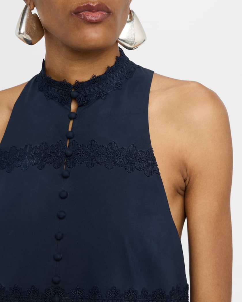 Malena Sleeveless Lace-Trim Mini Dress