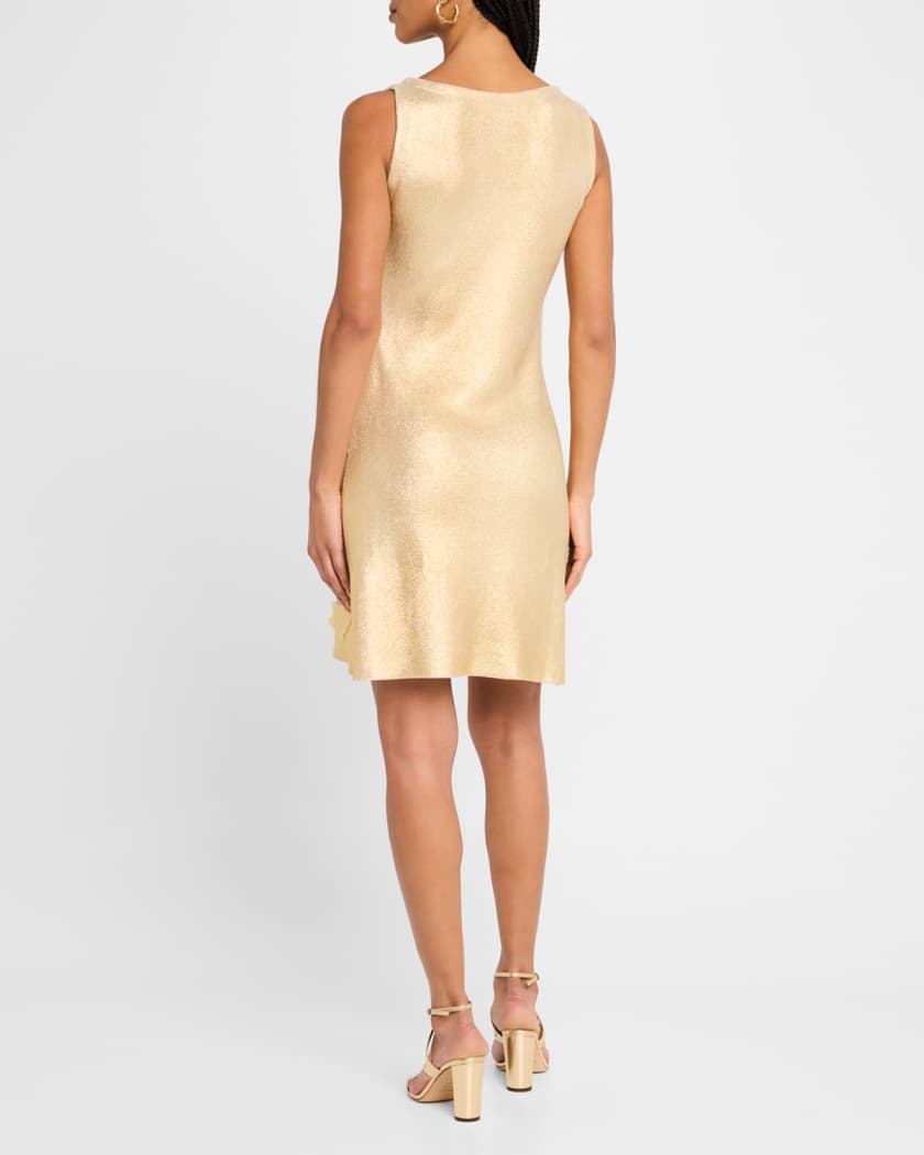 Foiled Lace Embroidered Knit Sleeveless Mini Dress