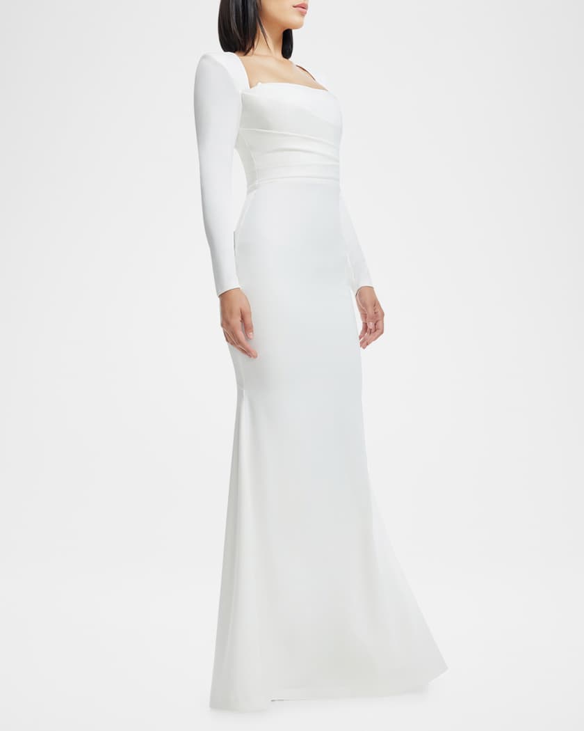 Delores Square-Neck Satin Mermaid Gown