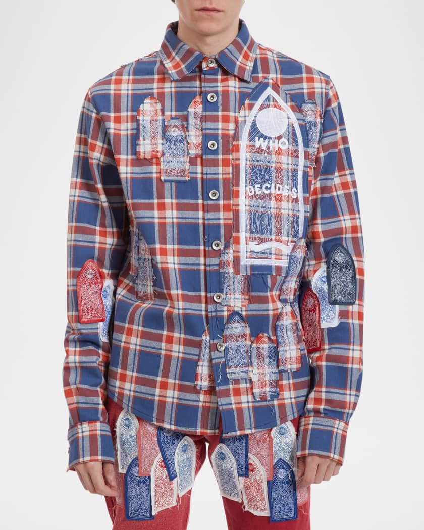Men's Glory Embroidered-Patch Flannel Shirt