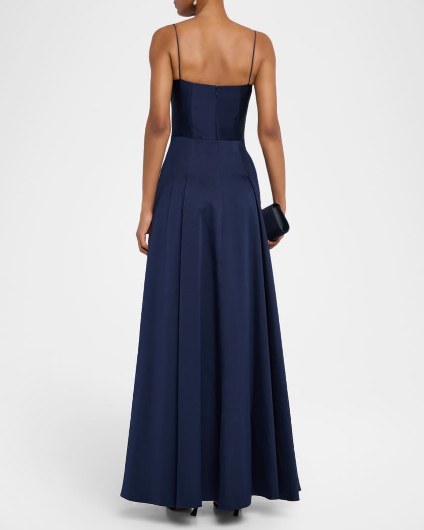 Empire-Waist Sleeveless Taffeta Godet Gown