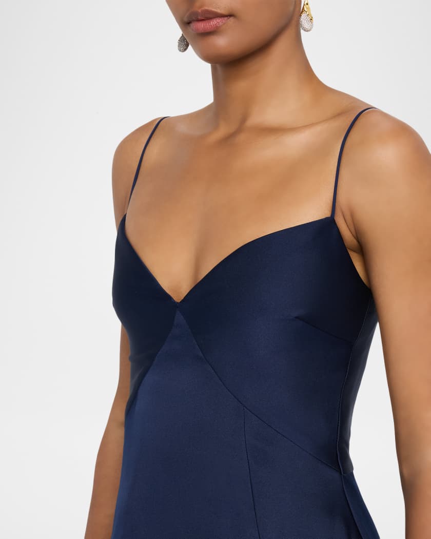 Empire-Waist Sleeveless Taffeta Godet Gown