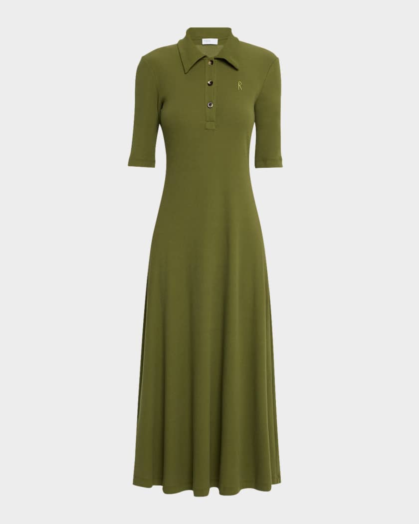 Rosetta Getty Short-Sleeve Midi Polo Dress | Neiman Marcus