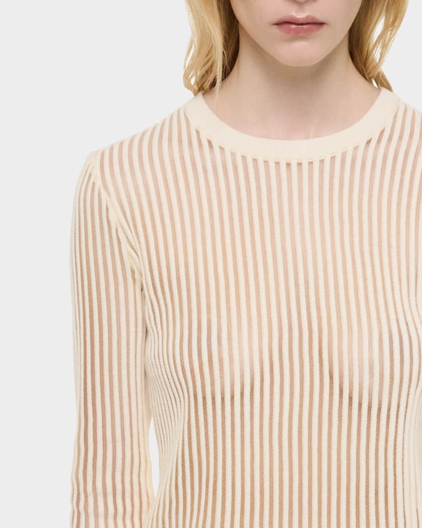 Sheer Stripe Crewneck Top