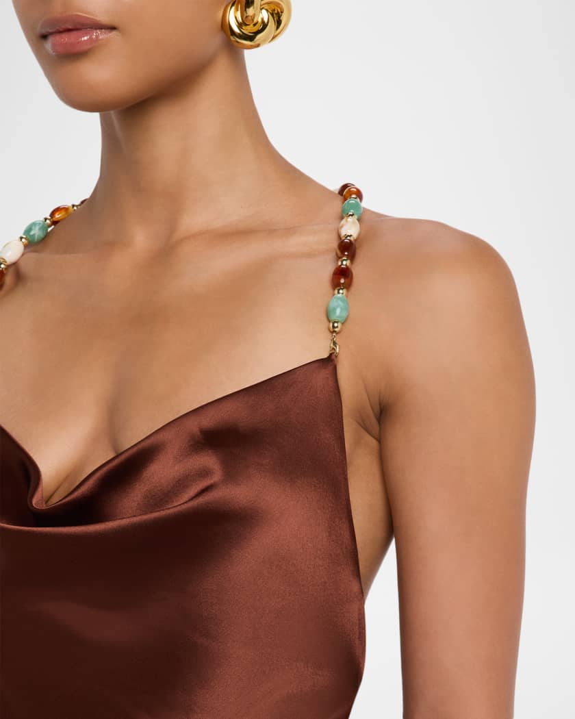 Finley Beaded Satin Slip Gown