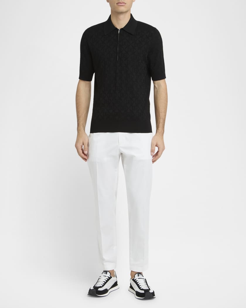 Dolce&Gabbana Men's DG Jacquard Quarter-Zip Polo Shirt | Neiman Marcus