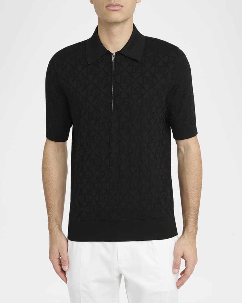 Dolce & Gabbana ポロシャツ イタリア　swag Dolce&Gabbana Men's DG Jacquard Quarter-Zip Polo Shirt | Neiman Marcus