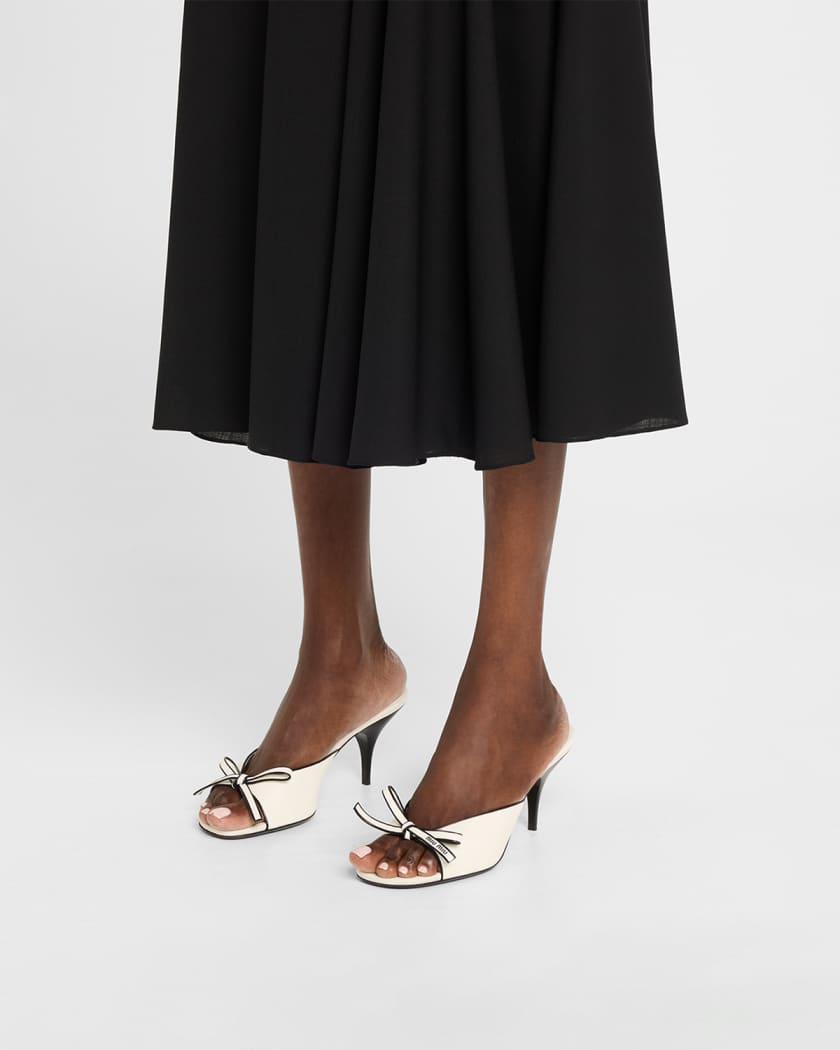 靴 Archive Miu Miu Bow Mules 37 Miu Miu Nappa Leather Bow Mule Sandals | Neiman Marcus