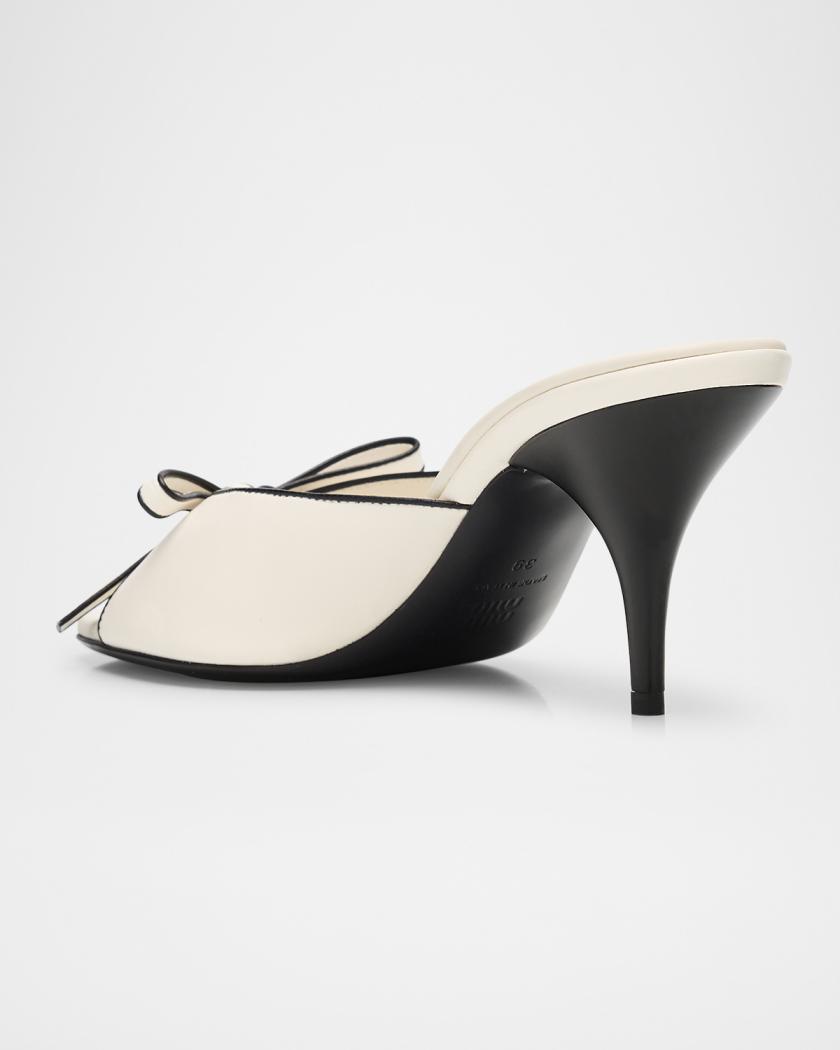 Miu Miu Nappa Leather Bow Mule Sandals | Neiman Marcus
