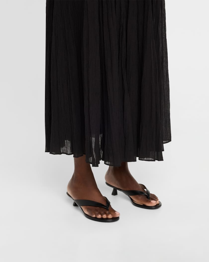 Rio Leather Kitten-Heel Thong Sandals