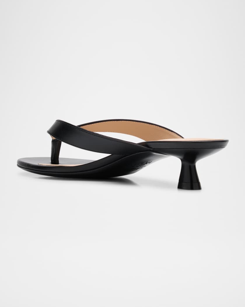 Rio Leather Kitten-Heel Thong Sandals