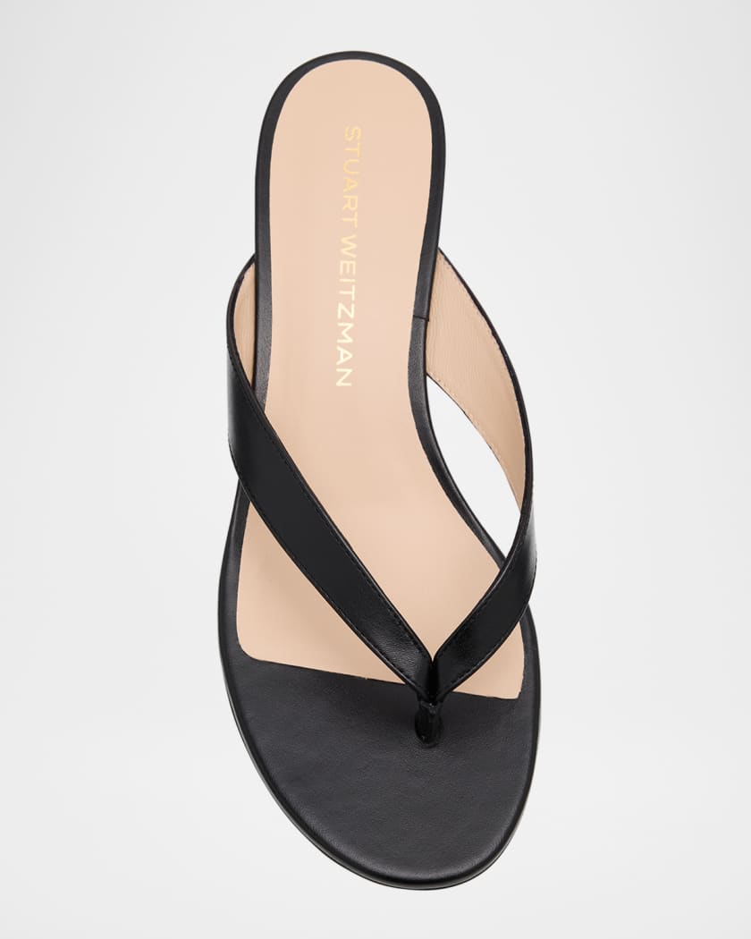 Rio Leather Kitten-Heel Thong Sandals