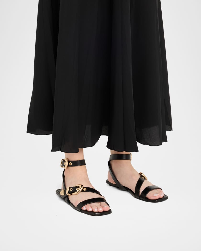 Maven Leather Buckle Flat Sandals