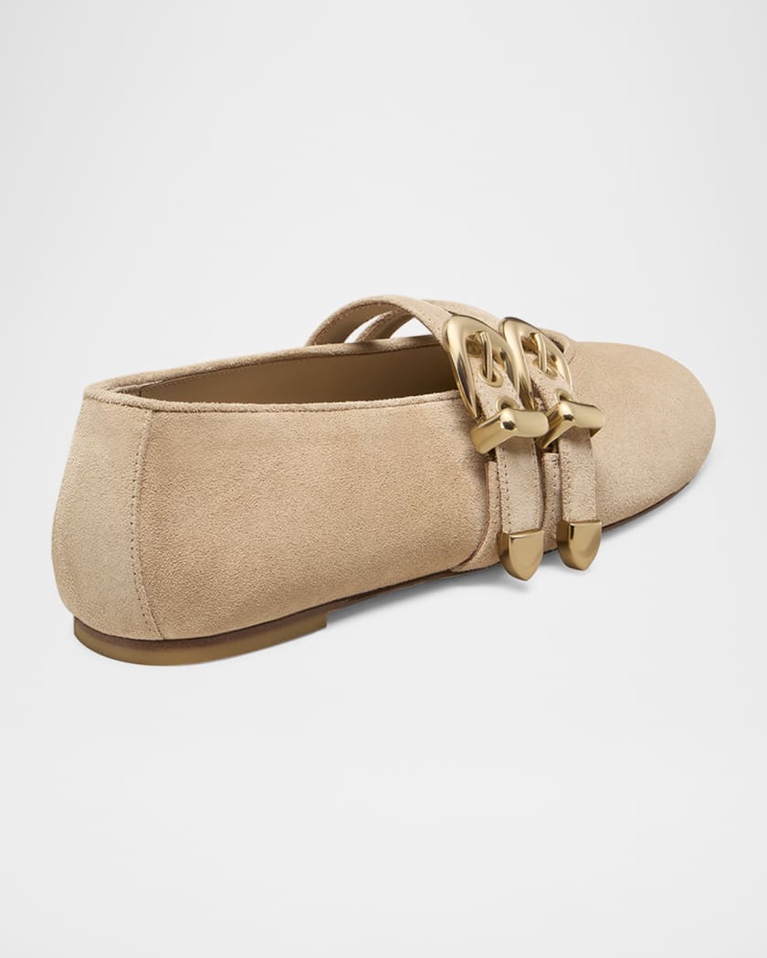 Maven Suede Buckle Mary Jane Ballerina Flats