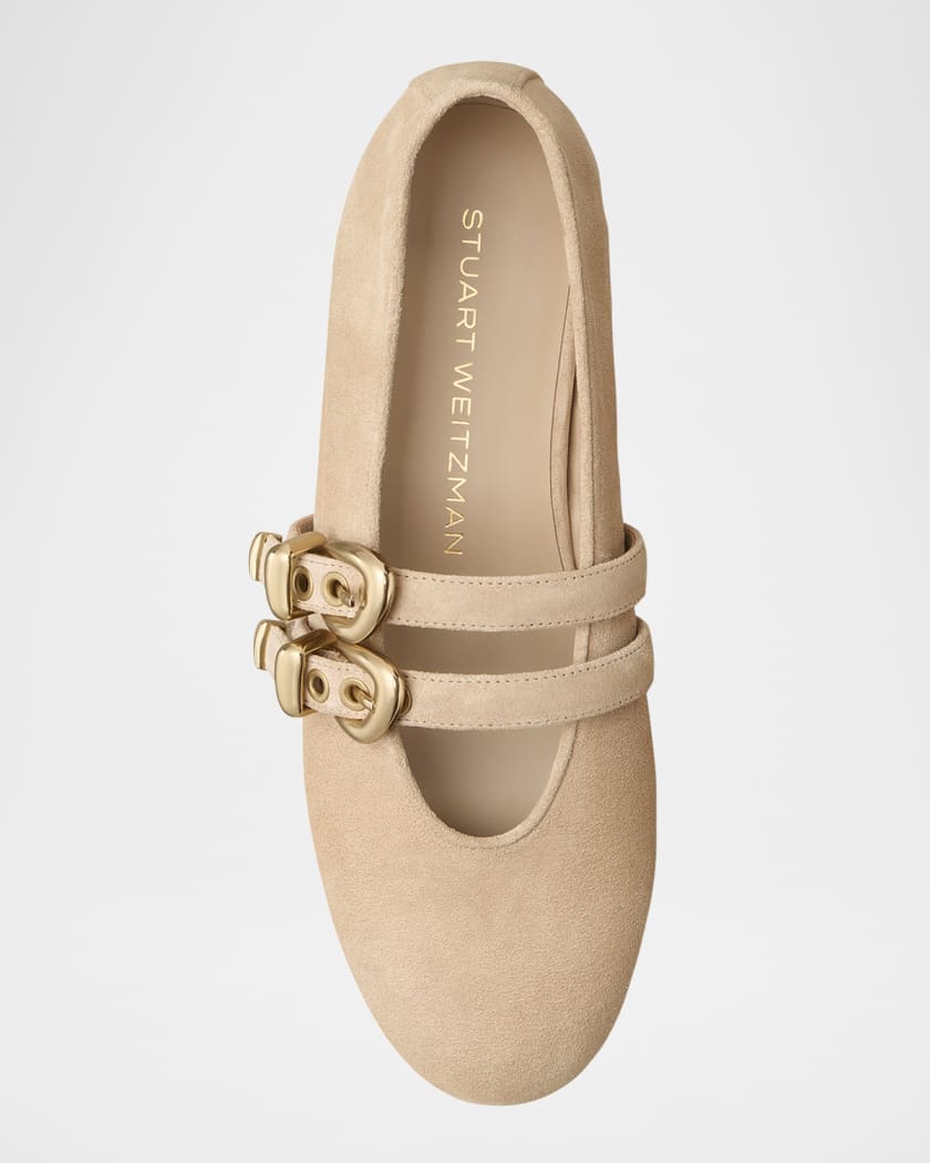 Maven Suede Buckle Mary Jane Ballerina Flats