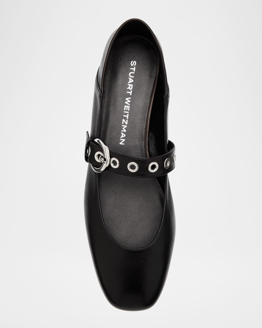Supermoto Leather Mary Jane Ballerina Flats