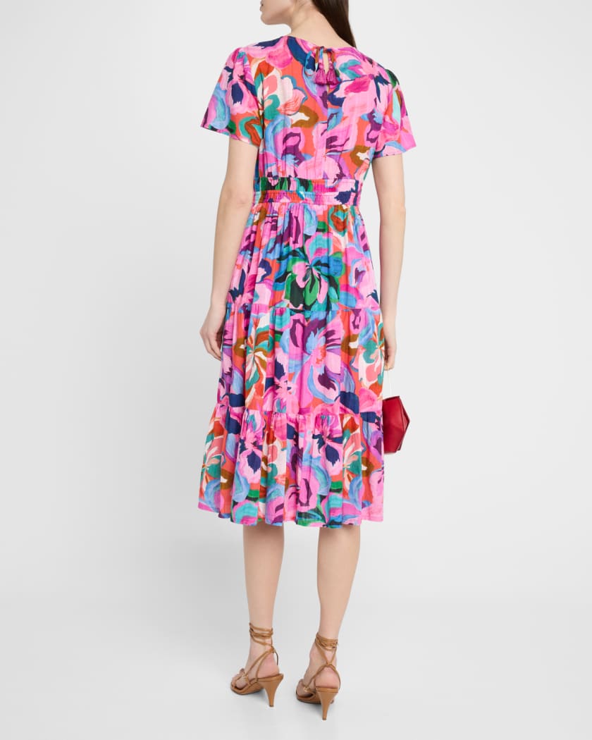 Tiered Floral-Print Cotton Midi Dress