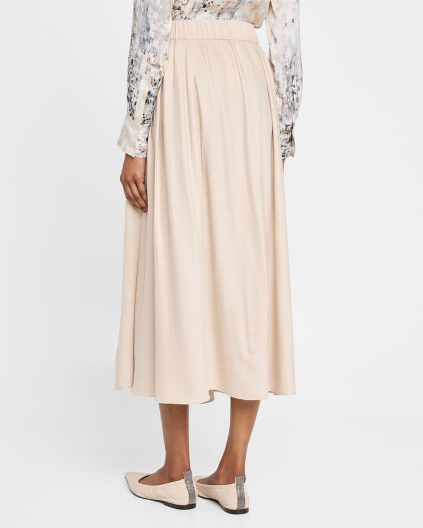 Pleated Circle-Cut Midi Skirt