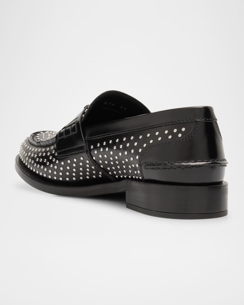 Spazzolato Leather Studded Loafers