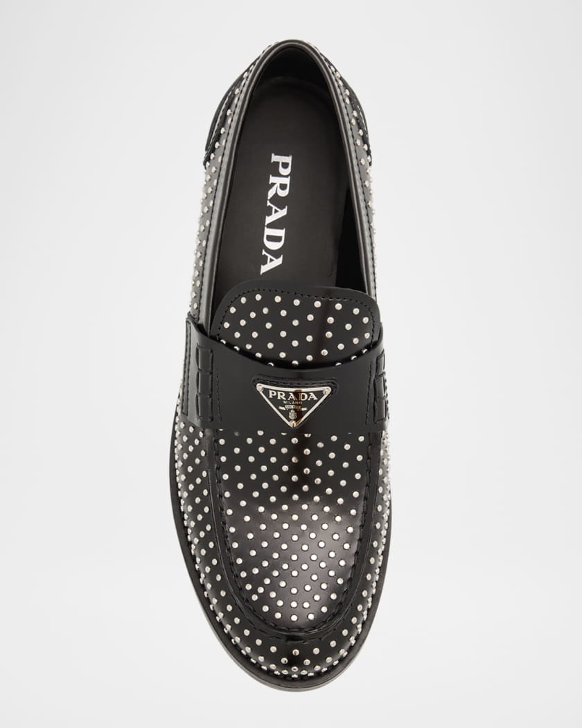 Spazzolato Leather Studded Loafers