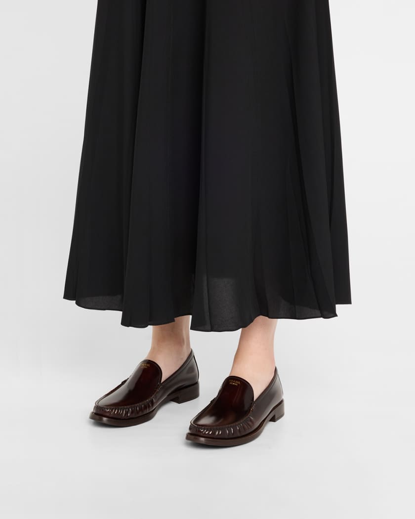 Brushed Leather Loafers