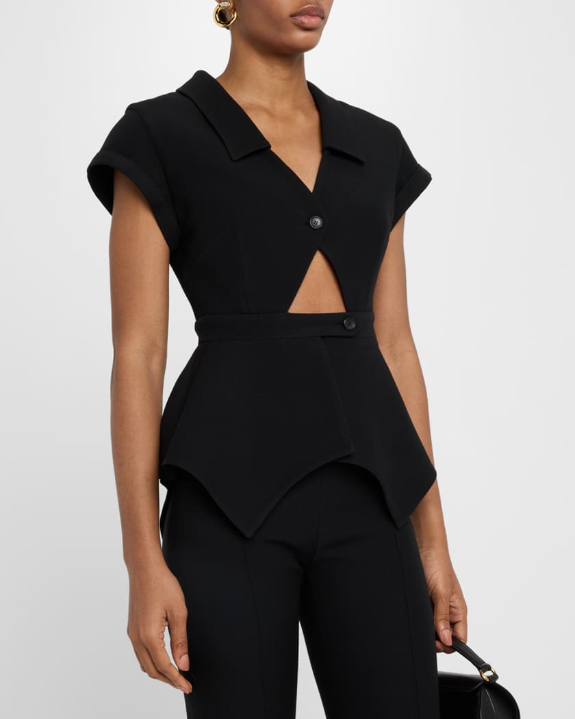 Ana Short-Sleeve Cutout Peplum Top