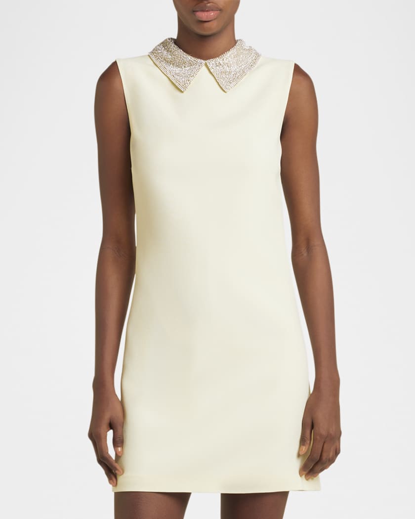 Versace Crystal-Collar Envers Satin Mini Dress | Neiman Marcus