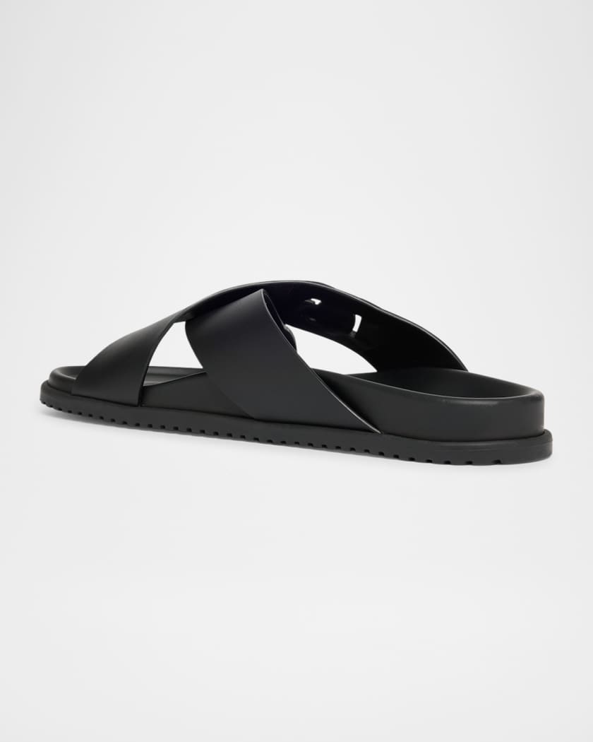 Men's Crisscross Leather Logo Slide Sandals 