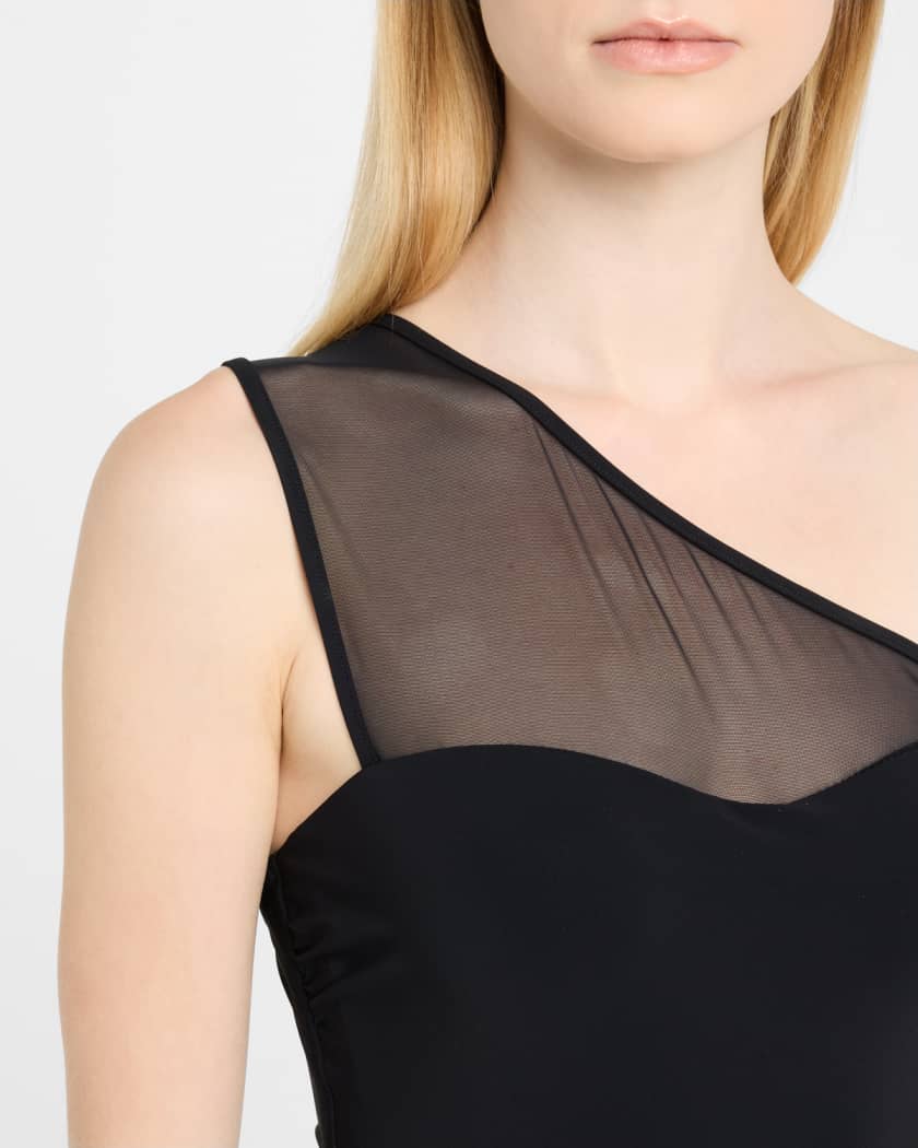 Asymmetric Mesh One-Piece Swimsuit