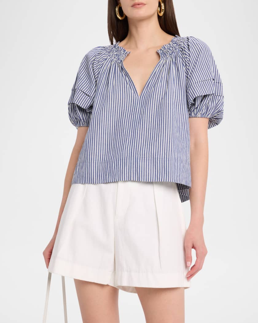 Caminitas Striped Puff-Sleeve Top