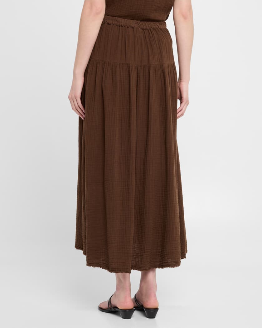 Evelyn A-Line Cotton Gauze Midi Skirt