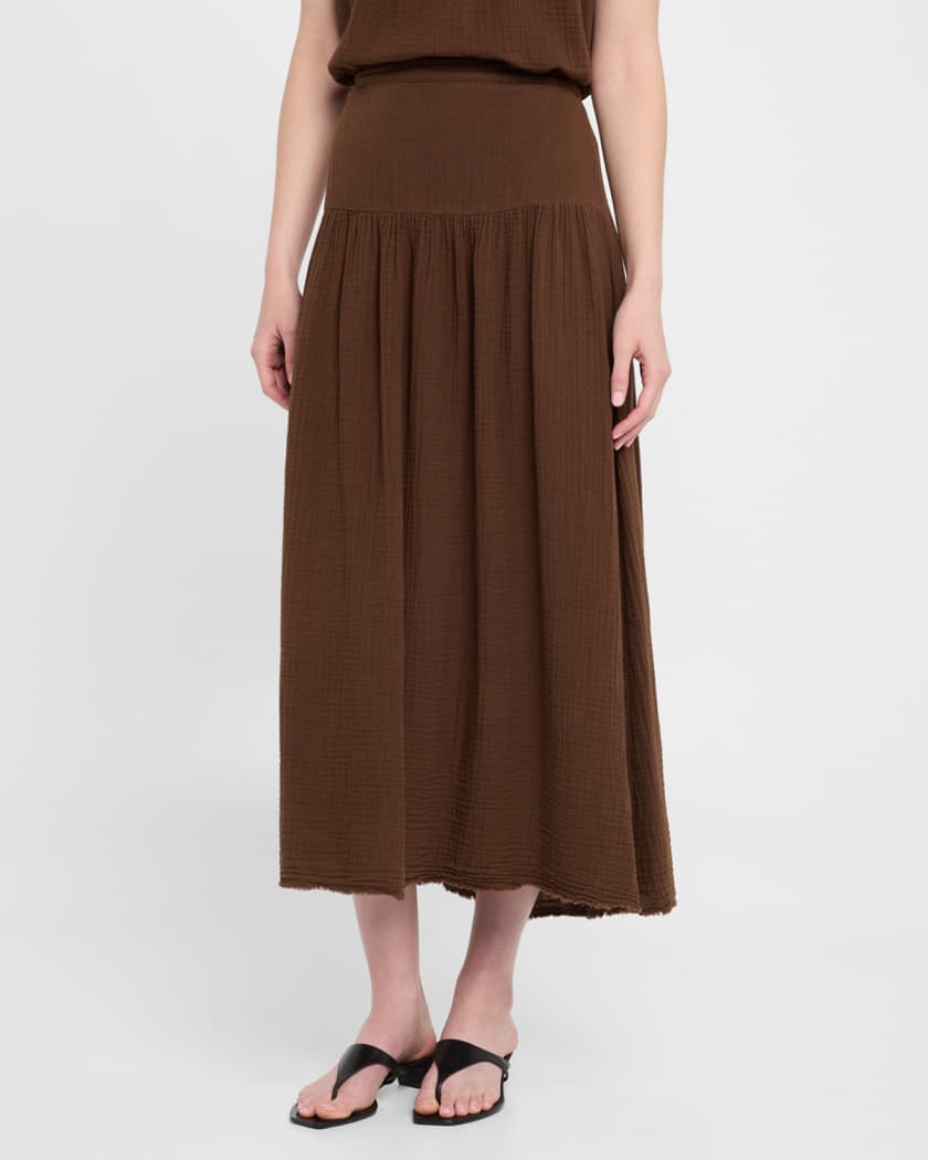 Evelyn A-Line Cotton Gauze Midi Skirt