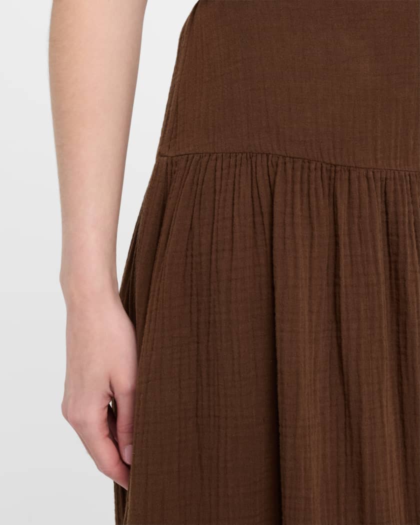 Evelyn A-Line Cotton Gauze Midi Skirt