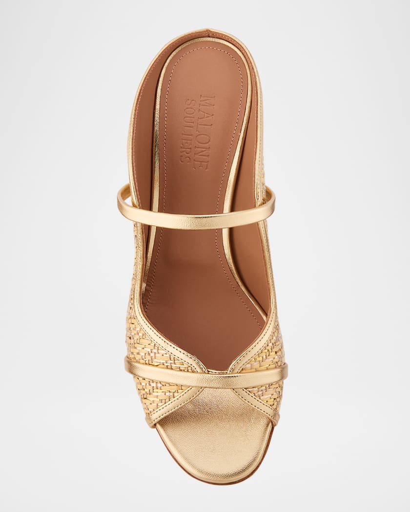 Malone Souliers Norah Metallic Nappa Leather Raffia Dual