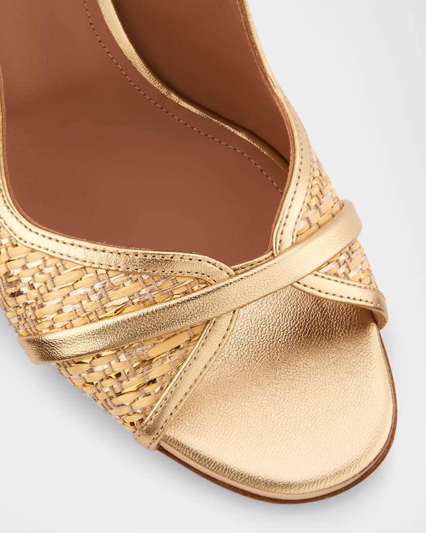 Malone Souliers Norah Metallic Nappa Leather Raffia Dual