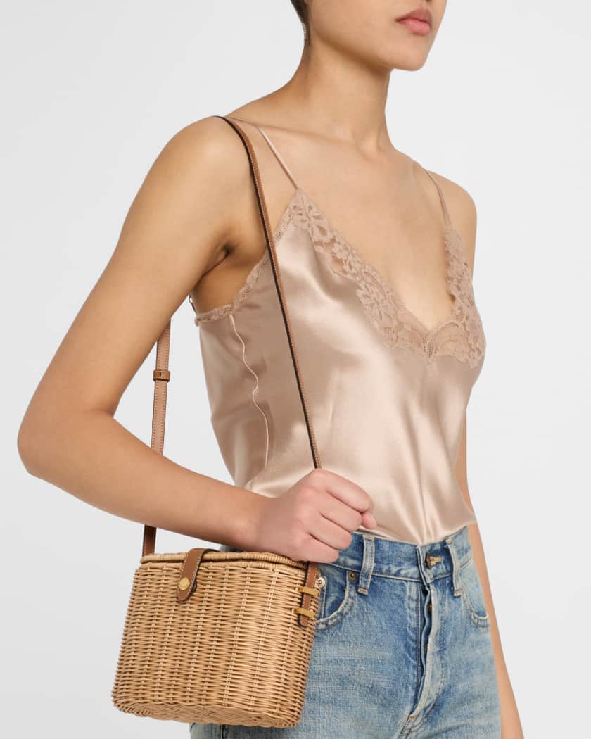 Vanity Crossbody Bag in Wicker and Leather