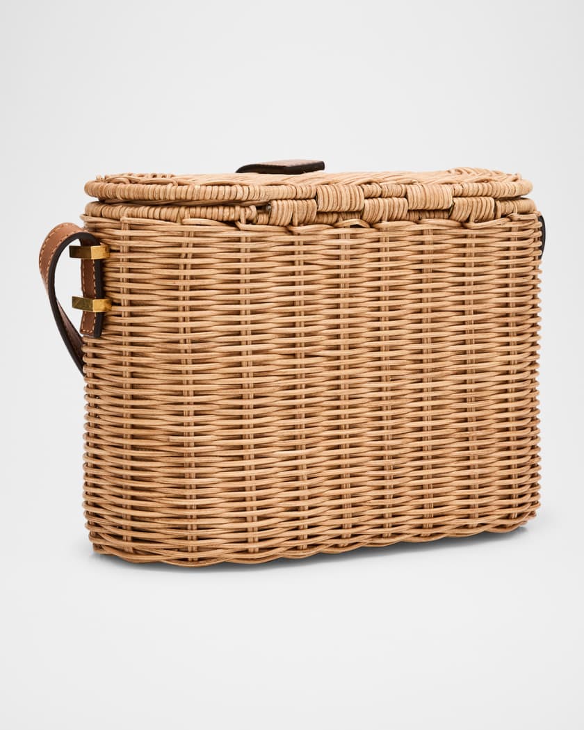 Vanity Crossbody Bag in Wicker and Leather