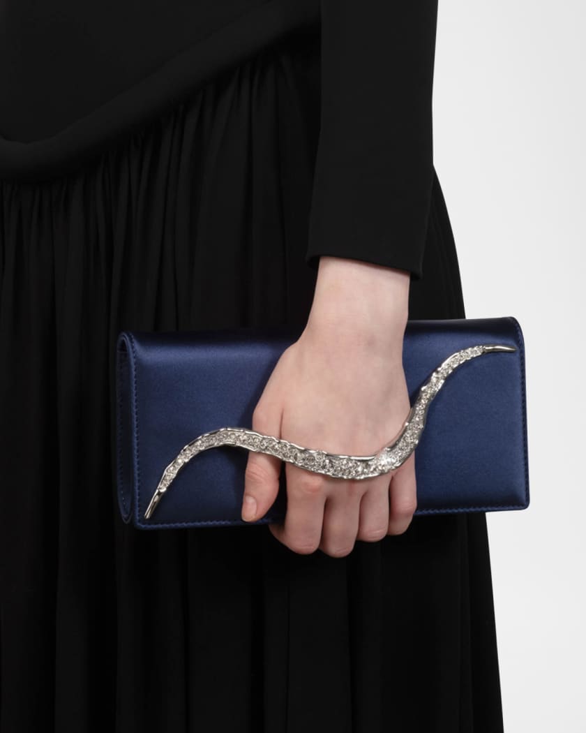 Crystal Curve Recycled Satin Clutch Bag