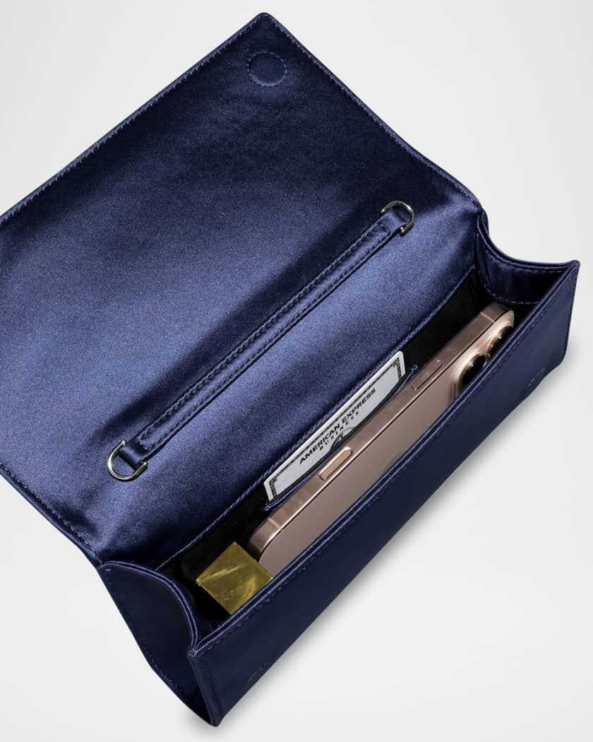 Crystal Curve Recycled Satin Clutch Bag